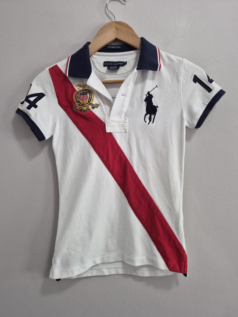 Ralph Lauren Vintage Skinny Polo Big Pony Y2K Size XS